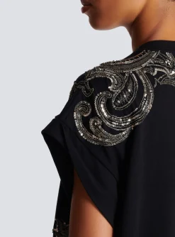 Women Balmain Signature Chain Embroidered T-shirt Dress