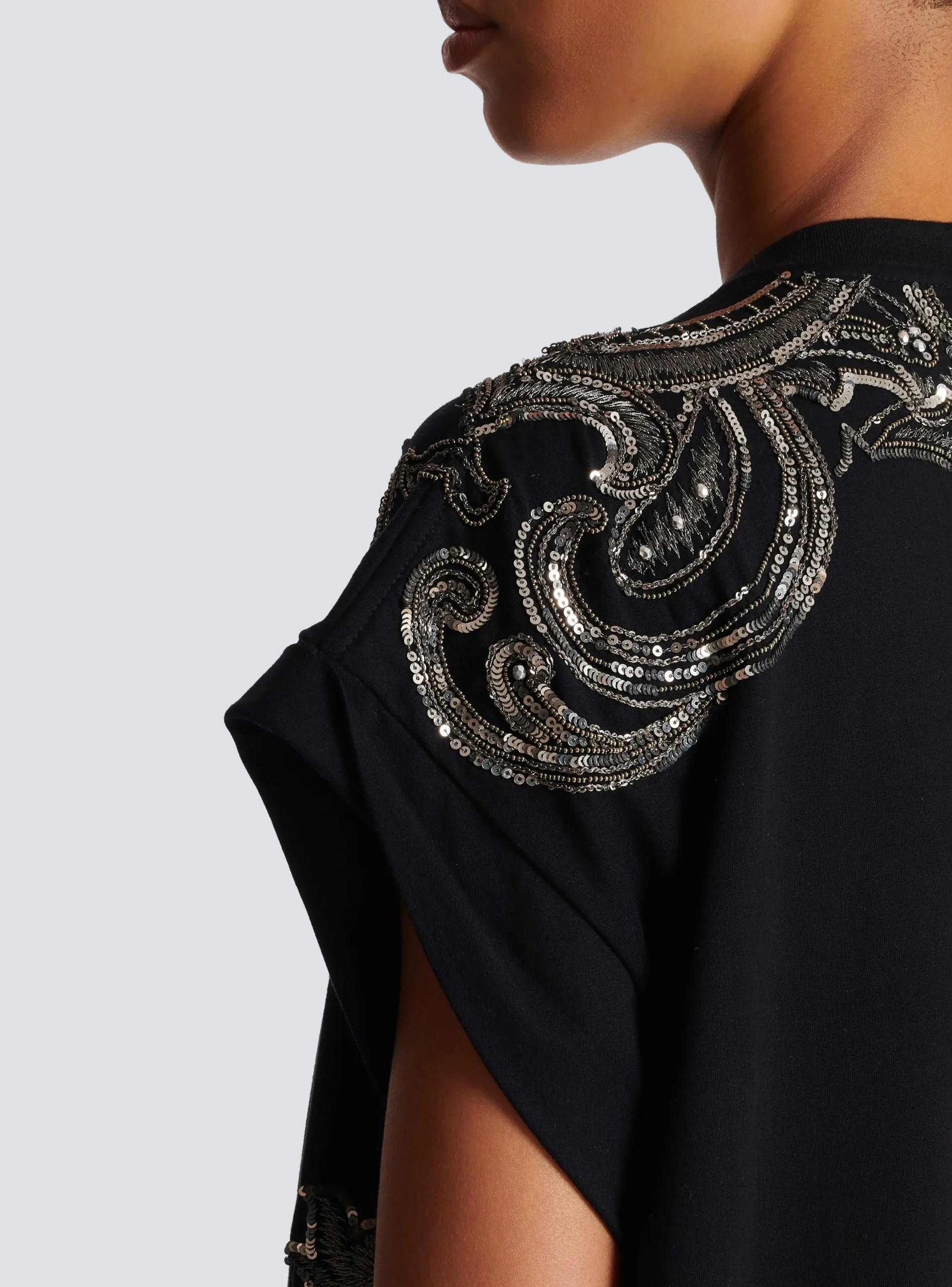 Women Balmain Signature Chain Embroidered T-shirt Dress