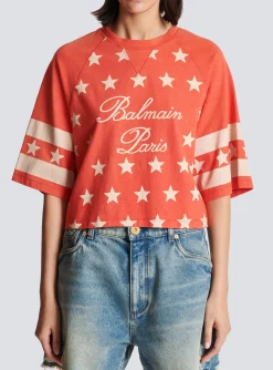 Women Balmain Signature Stars T-shirt