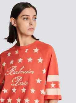 Women Balmain Signature Stars T-shirt