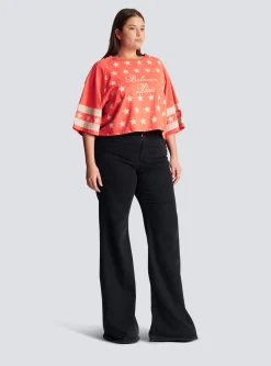 Women Balmain Signature Stars T-shirt