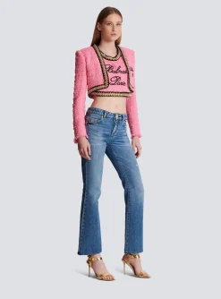Women Balmain Signature Tweed And Chain Jacket