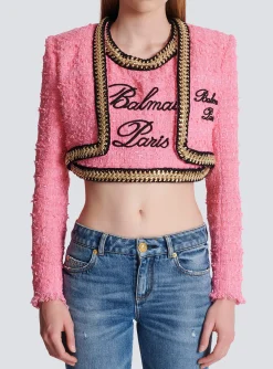 Women Balmain Signature Tweed And Chain Jacket