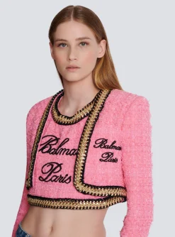 Women Balmain Signature Tweed And Chain Jacket
