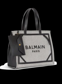 Women Balmain B-Army 42 Canvas And Smooth Leather Tote Bag