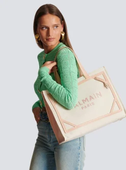 Women Balmain B-Army 42 Canvas And Smooth Leather Tote Bag