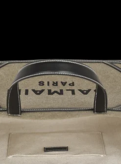 Women Balmain B-Army 42 Canvas Tote Bag With Leather Details