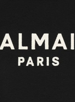 Women Balmain B-Army 42 Monogrammed Canvas And Smooth Leather Tote Bag
