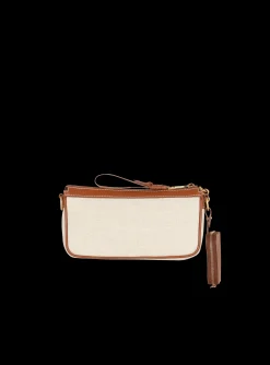 Women Balmain B-Army Canvas Clutch Bag With Leather Inserts