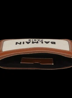 Women Balmain B-Army Canvas Clutch Bag With Leather Inserts