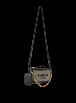 Women Balmain B-Army Canvas Clutch Bag With Leather Inserts