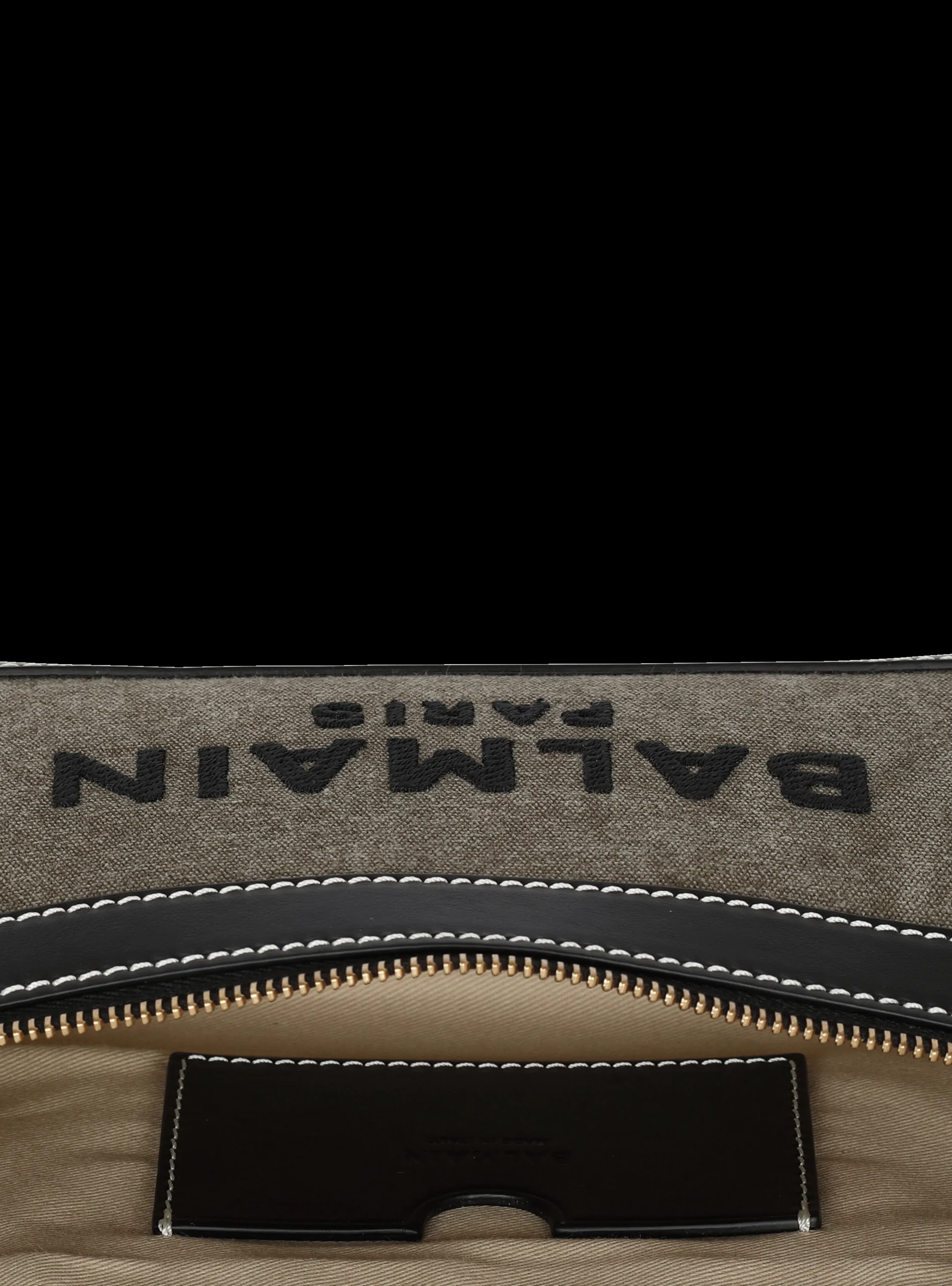 Women Balmain B-Army Canvas Clutch Bag With Leather Inserts