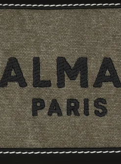 Women Balmain B-Army Canvas Clutch Bag With Leather Inserts