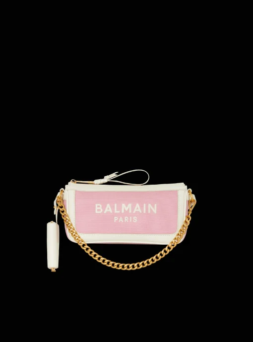 Women Balmain B-Army Chain Pouch In Canvas And Leather