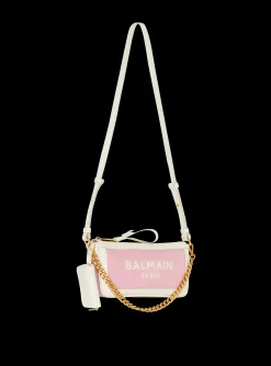Women Balmain B-Army Chain Pouch In Canvas And Leather