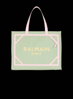 Women Balmain B-Army Medium Canvas And Leather Tote Bag