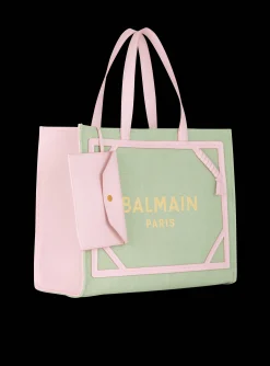 Women Balmain B-Army Medium Canvas And Leather Tote Bag