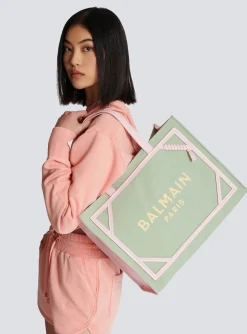 Women Balmain B-Army Medium Canvas And Leather Tote Bag