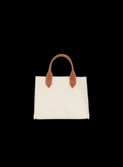 Women Balmain B-Army Mini Canvas Shopping Bag With Leather Inserts