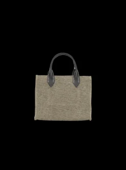 Women Balmain B-Army Mini Canvas Shopping Bag With Leather Inserts
