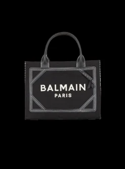 Women Balmain B-Army Monogrammed Canvas And Smooth Leather Tote Bag
