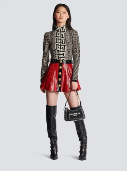 Women Balmain B-Army Monogrammed Canvas And Smooth Leather Handbag