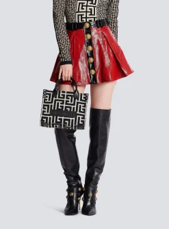 Women Balmain B-Army Monogrammed Jacquard And Leather Tote Bag