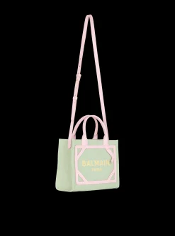 Balmain B-Army Small Canvas And Leather Tote Bag