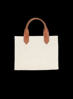 Women Balmain B-Army Small Canvas Shopping Bag With Leather Inserts