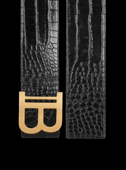 Women Balmain B-Belt In Crocodile-print Leather
