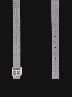 Balmain B-Belt In Perforated Monogrammed Leather