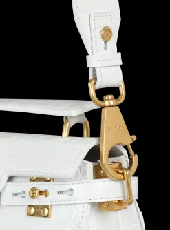 Women Balmain B-Buzz 19 Bag In Crocodile Effect-embossed Leather