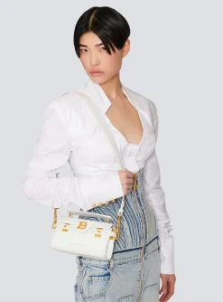 Women Balmain B-Buzz 19 Bag In Crocodile Effect-embossed Leather