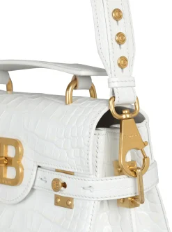 Women Balmain B-Buzz 23 Bag In Crocodile Effect-embossed Leather