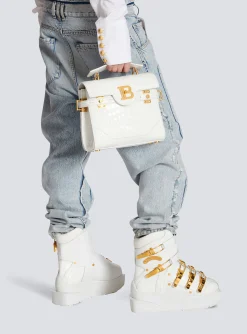 Women Balmain B-Buzz 23 Bag In Crocodile Effect-embossed Leather