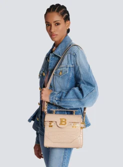 Women Balmain B-Buzz 23 Bag In Crocodile-embossed Calfskin