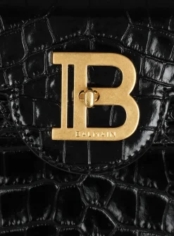 Women Balmain B-Buzz 23 Bag In Crocodile-print Leather