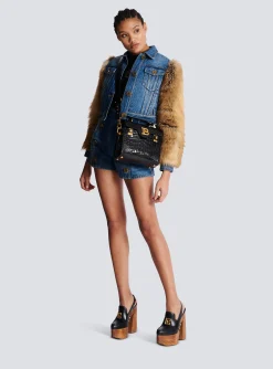 Women Balmain B-Buzz 23 Bag In Crocodile-print Leather