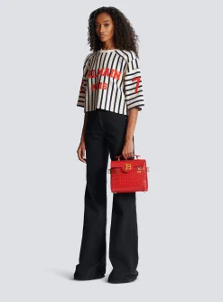 Women Balmain B-Buzz 23 Bag In Crocodile-print Leather