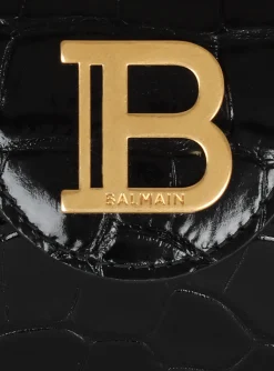 Women Balmain B-Buzz 19 Bag In Crocodile-print Leather