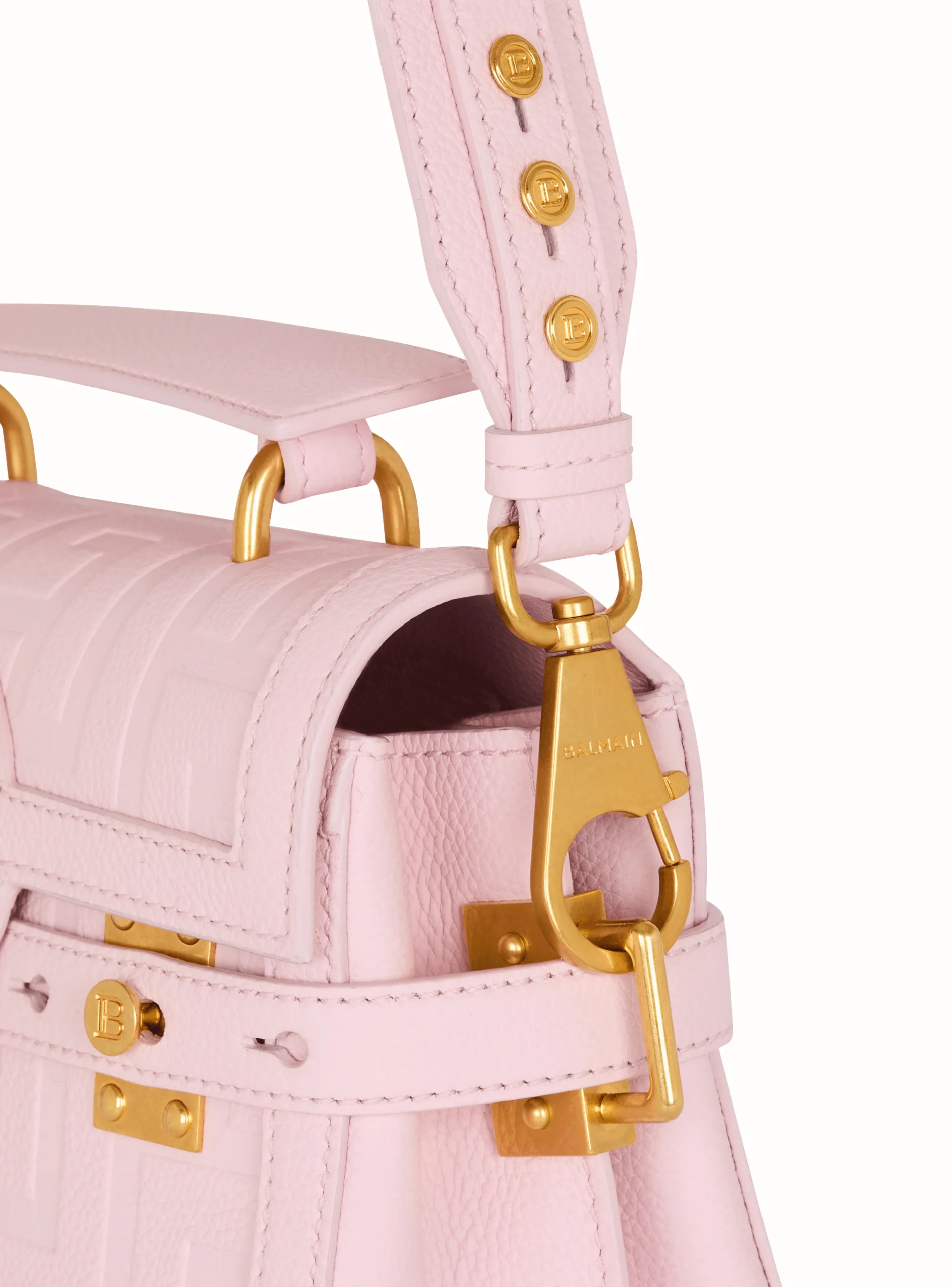 Women Balmain B-Buzz 23 Bag In Grained PB Labyrinth Leather