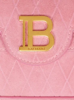 Balmain B-Buzz 19 Bag In Grid Embossed Suede Leather
