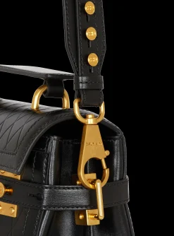 Women Balmain B-Buzz 23 Bag In Grid-embossed Calfskin