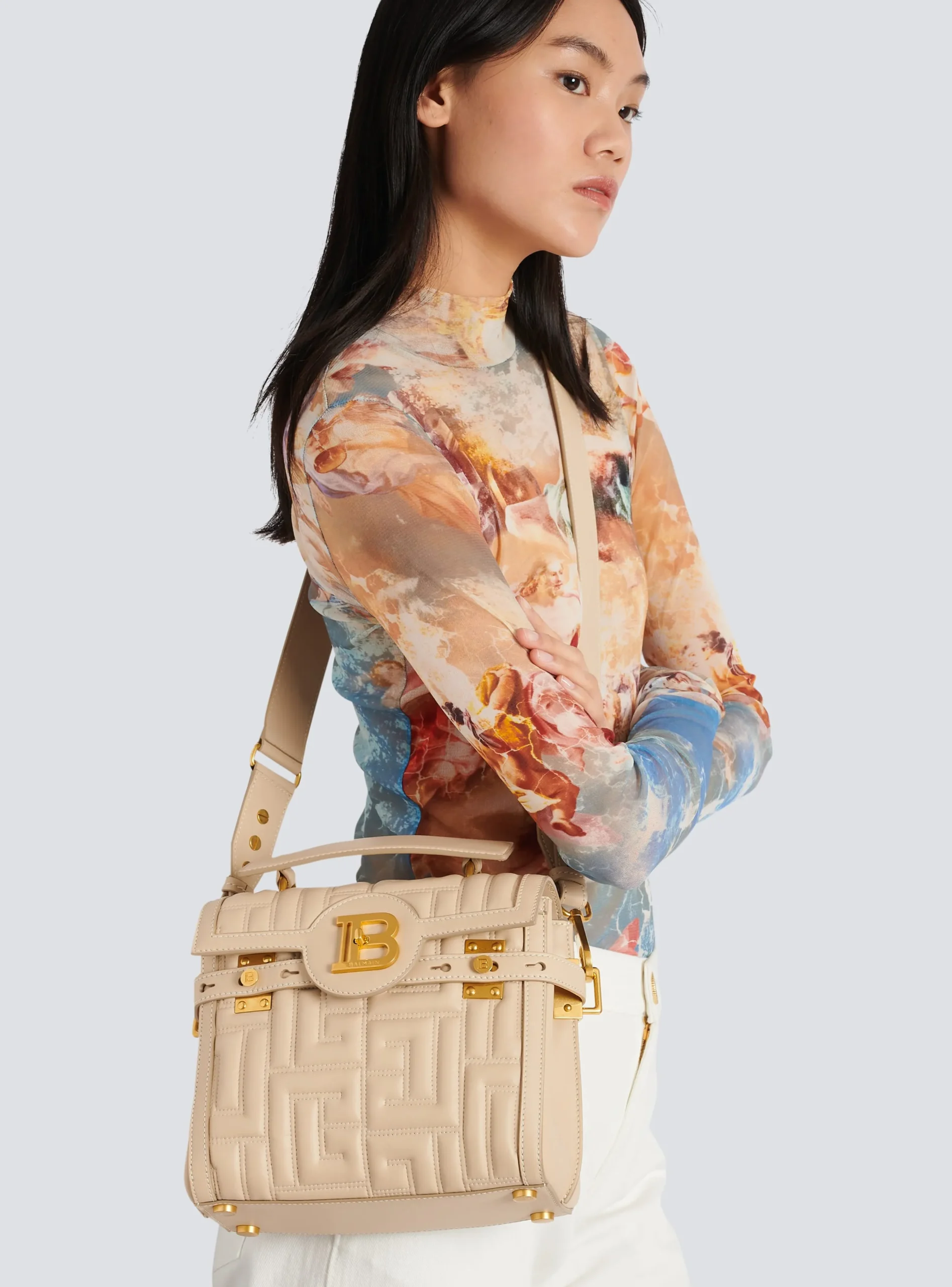 Women Balmain B-Buzz 23 Bag In Monogram Quilted Leather