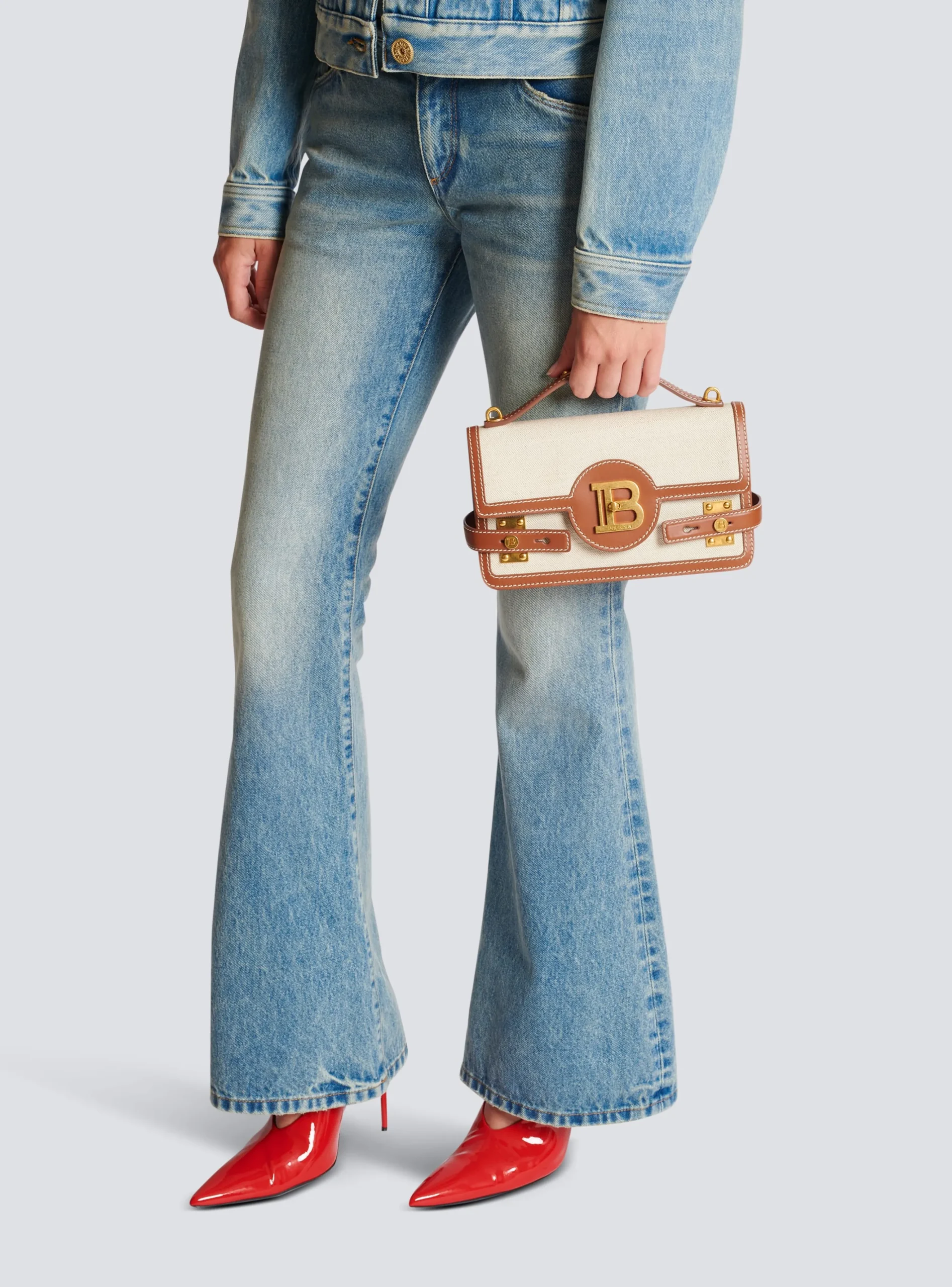Women Balmain B-Buzz 24 Canvas And Leather Bag