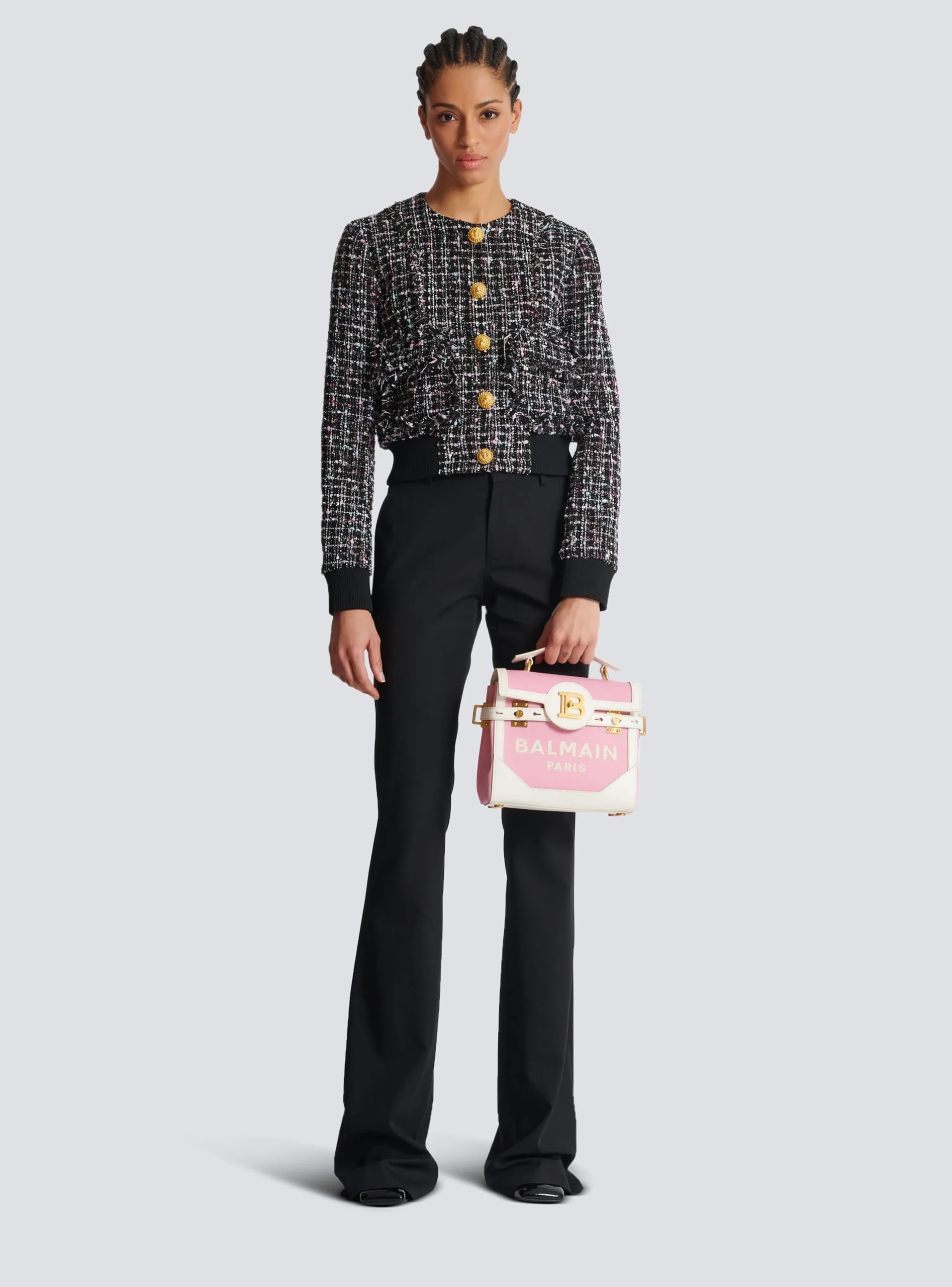 Women Balmain B-Buzz 23 Canvas And Leather Bag