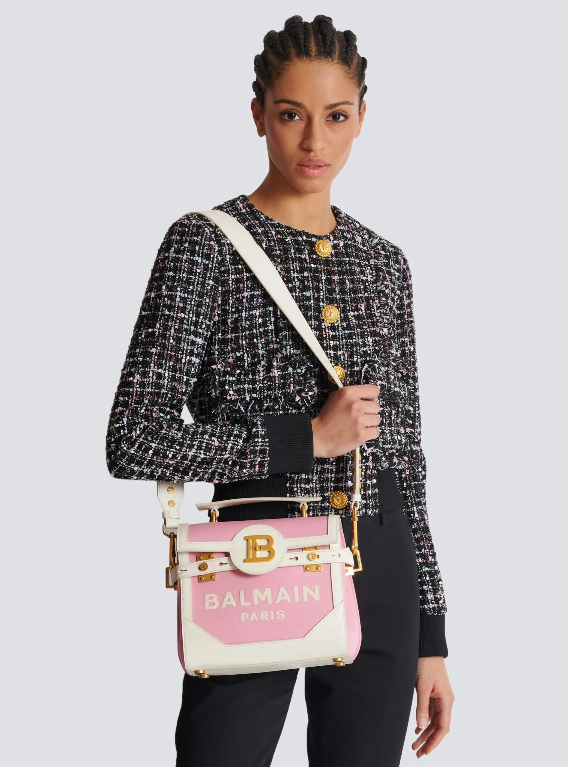 Women Balmain B-Buzz 23 Canvas And Leather Bag