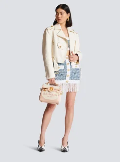 Women Balmain B-Buzz 23 Canvas And Leather Bag