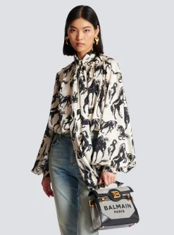 Women Balmain B-Buzz 23 Canvas And Leather Bag
