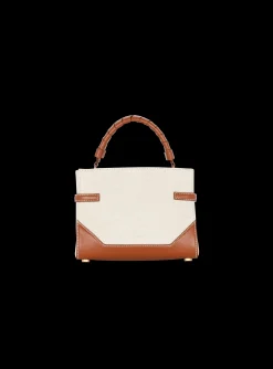 Women Balmain B-Buzz 22 Canvas Top Handle Bag With Leather Insert